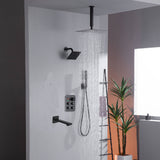 12" or 16" Ceiling Mount Rain Head with 4-Way Thermostatic Faucet and 7 inch tub spout and regular head