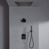 Oil Rubber Bronze Flush Mount 20 inch Rainfall Waterfall Shower head 4 Way digital display shower faucet with regular head