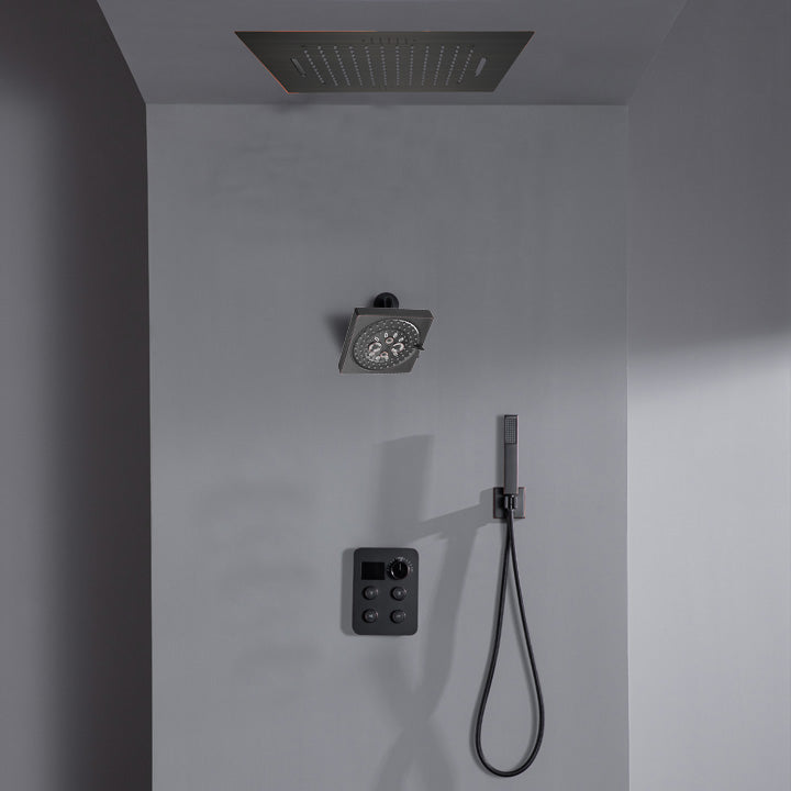 Oil Rubber Bronze Flush Mount 20 inch Rainfall Waterfall Shower head 4 Way digital display shower faucet with regular head