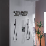 4-Way Thermostatic Faucet with Dual Regular Heads and Dual Handle wands