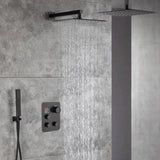 12-Inch Non-LED Light Ceiling Mounted Oil Rubbed Bronze 3-Way Thermostatic Shower Faucet System with Wall Mount 12-Inch Rainfall Shower Head