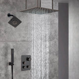20-Inch Oil Rubbed Bronze Ceiling-Mounted Rainfall Shower Faucet with 3-Way Thermostat - Includes 6'' Regular Head and Handle Wand