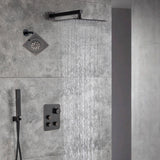 Oil Rubbed Bronze 12-Inch Rainfall Shower Head with 3-Way Thermostatic Faucet System and High-Pressure Regular Shower Head