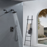 Brushed Gold Or Brushed Nickel or Matte Black or chrome or oil rubber bronze 3-Way Thermostatic Shower Valve System with Dual Regular Heads - Simultaneous or Separate Functionality