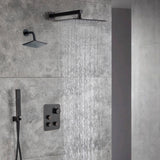 Oil Rubbed Bronze 12-Inch Rainfall Shower Head with 3-Way Thermostatic Faucet System and High-Pressure Regular Shower Head