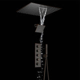 Oil Rubbed Bronze Ceiling Mount 20-Inch Rainfall Waterfall Shower Head with 4-Way Thermostatic System and High Water Pressure Wall Mount Shower Head - wonderland shower inc