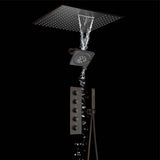 Oil Rubbed Bronze Ceiling Mount 20-Inch Rainfall Waterfall Shower Head with 4-Way Thermostatic System and High Water Pressure Wall Mount Shower Head