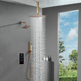 3 Way Thermal Digital Touchscreen Shower Faucet with regular head and rainfall head,Handle Shower