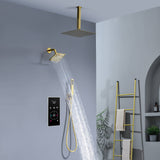 3 Way Thermal Digital Touchscreen Shower Faucet with regular head and rainfall head,Handle Shower