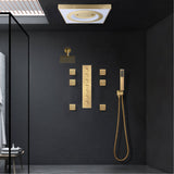 24" Flush LED Mount Rainfall Waterfall 6-Way Digital Shower System With Regular Head and 6 Body Jets