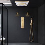 24" Flush Mount Rainfall Waterfall 6-Way Digital  Shower System with LED, Dual Regular Heads