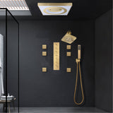 24" Flush LED Mount Rainfall Waterfall 6-Way Digital Shower System With Regular Head and 6 Body Jets