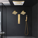 24" Flush Mount Rainfall Waterfall 6-Way Digital  Shower System with LED, Dual Regular Heads