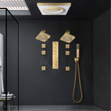 24" Flush LED Mount Rainfall Waterfall 6-Way Digital Shower System With Dual Regular Head and 6 Body Jets