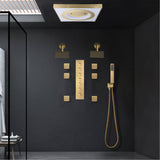 24" Flush LED Mount Rainfall Waterfall 6-Way Digital Shower System With Dual Regular Head and 6 Body Jets