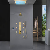 Flush Mount Shower Faucet Set with 6-Way Digital Thermostatic Control, 64-Color LED Lights