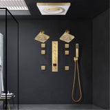 24" Flush LED Mount Rainfall Waterfall 6-Way Digital Shower System With Dual Regular Head and 6 Body Jets