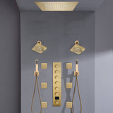 Flush mount 20 inch Rainfall shower head 6 way Digital display thermostatic Shower Faucet with Dual Regular Heads and Body Jets