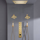 Flush mount 20 inch Rainfall Waterfall shower head 6 way Digital display thermostatic Shower Faucet with Dual Regular Heads