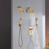 4-Way Thermostatic Faucet with Dual Regular Heads and Dual Handle wands