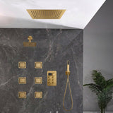 16 inch  flush-mount rainfall waterfall shower systems 6 way thermostatic valve with 6 body jets