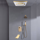 24" Flush Mount Shower Head with 6-Way Digital Faucet, 6" Regular Head, Tub Spout