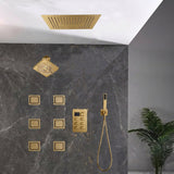16 inch  flush-mount rainfall waterfall shower systems 6 way thermostatic valve with 6 body jets