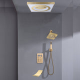 24" Flush Mount Shower Head with 6-Way Digital Faucet, 6" Regular Head, Tub Spout