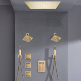 Bluetooth Music LED 6-Way Digital Thermostatic Shower  System with Rainfall,3 Body Jets, Dual Regular Head