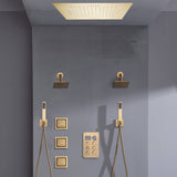 Bluetooth Music LED 6-Way Digital Thermostatic Shower  System with Rainfall,3 Body Jets, Dual Regular Head