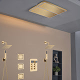 Flush Mount 16 X 16 inch or 32 x 8 inch Rainfall  64 LED Light Shower Head with 6-Way Thermostatic Faucet, Body Jets, and High-Pressure Dual Regular Heads