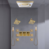 24" Flush Mount Shower Head with 9-Way Digital Faucet, Dual 6" Regular Heads, 6 Body Jets and Dual Handle Wands