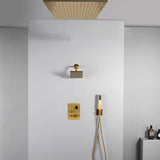 20 inch ceiling or flush mount Brushed gold 3 way thermostatic shower faucet with high pressure 6 '' head  and handle sprayer