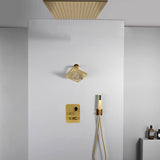 20 inch ceiling or flush mount Brushed gold 3 way thermostatic shower faucet with high pressure 6 '' head  and handle sprayer