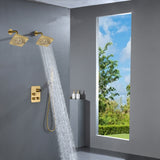 Brushed Gold Or Brushed Nickel or Matte Black or chrome or oil rubber bronze 3-Way Thermostatic Shower Valve System with Dual Regular Heads - Simultaneous or Separate Functionality