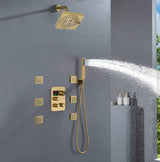6" Regular Shower Head  - 3-Way Digital Thermostatic System with 6 jets