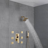 Brushed Gold Wall-Mounted Shower System: 3-Way Digital Display with 6 Body Jets