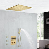 20 inch ceiling or flush mount Brushed gold 3 way thermostatic shower faucet with Body sprayers and handle sprayer