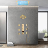 Flush Mount Rainfall Shower Head with 4-Way Digital Faucet, Body Jets, Regular Head