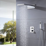 22" Chrome LED light or non-LED light rainfall waterfall shower head 3 way thermostatic shower system