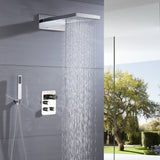22" Chrome LED light or non-LED light rainfall waterfall shower head 3 way thermostatic shower system