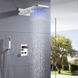 22" Chrome LED light or non-LED light rainfall waterfall shower head 3 way thermostatic shower system
