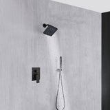 Single or two functions  6 inch regular head Wall Mounted Matte Black Rainfall  shower faucet pressure balance rough in valve