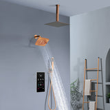 3 Way Thermal Digital Touchscreen Shower Faucet with regular head and rainfall head,Handle Shower