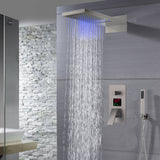 22 inch Brushed Nickel 3 way Digital display anti scald Shower faucet system rainfall and waterfall