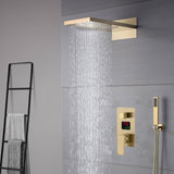 22-Inch Wall-Mount Brushed Gold 3-Way Digital Display Anti-Scald Shower Faucet System with Rainfall and Waterfall Functions, Available with or without LED