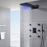 22'' Matte Black 4 way Thermostatic Shower valve system that each function run at the same time and separately - wonderland shower inc