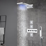 22inch rainfall and waterfall Brushed Nickel 4 Way Thermostatic Shower Faucet with 4inch Body Jet