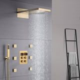 22inch Brushed gold 4 way Thermostatic Shower valve system that each function run all together and separately