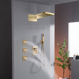 Wall Mount 22-Inch Rainfall Waterfall Shower Head with 4-Way Digital Display and Body Jets